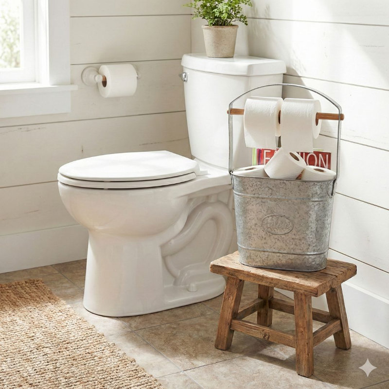 Autumn Alley Free Standing Galvanized Rustic Farmhouse Toilet Paper Holder, Silver