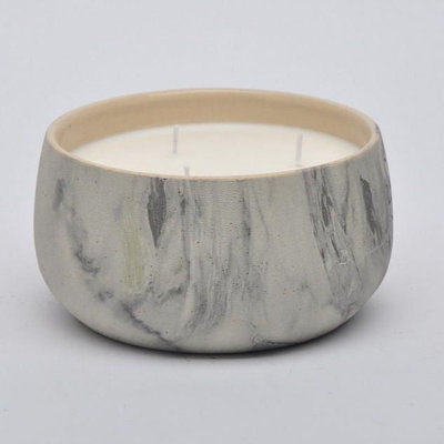 Wolfie 24 oz. 3-Wick Floral Scented Ceramic Candle, Gray Marble
