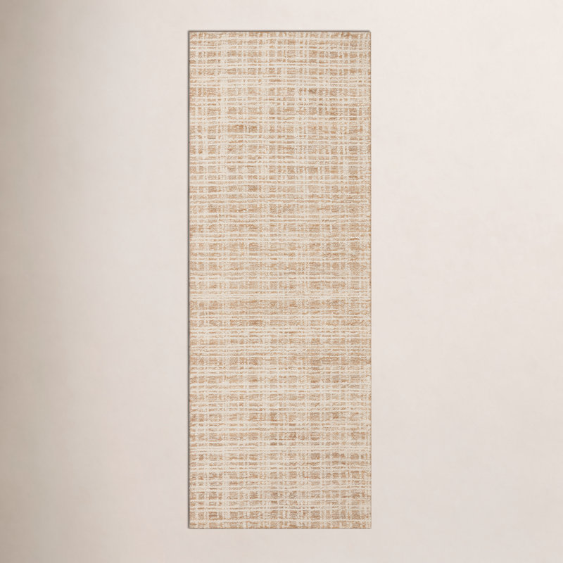 Tapis paille / ivoire à carreaux Chris Loves Julia x Loloi Polly, Tapis de couloir 2 pi 6 po x 9 pi 9 po