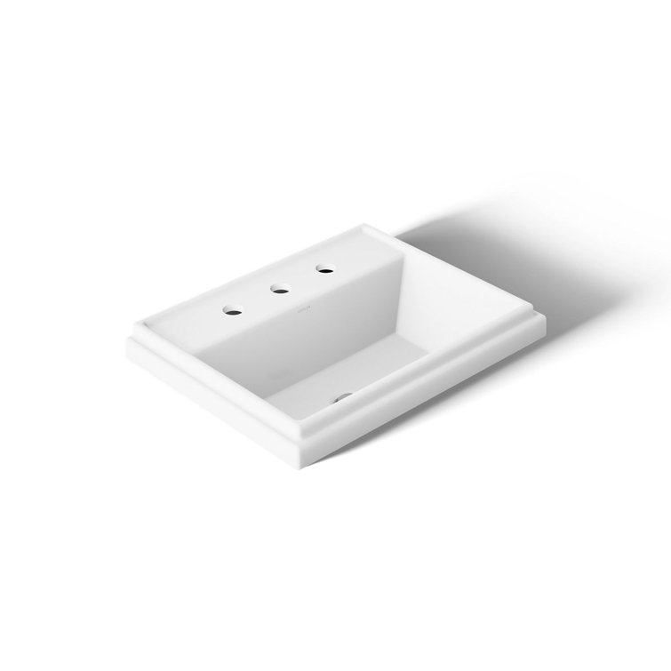 Tresham® Ceramic Rectangular Drop-In Bathroom Sink with Overflow
