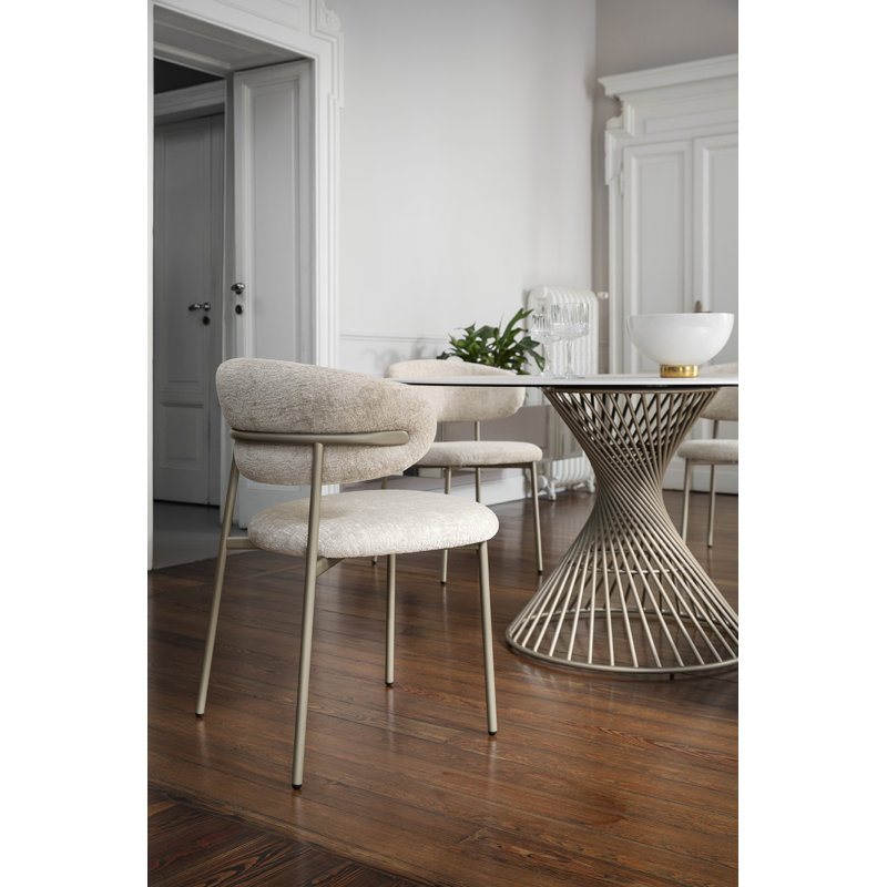Vortex Fixed Tables, White Travertino, Matt Pearl Beige