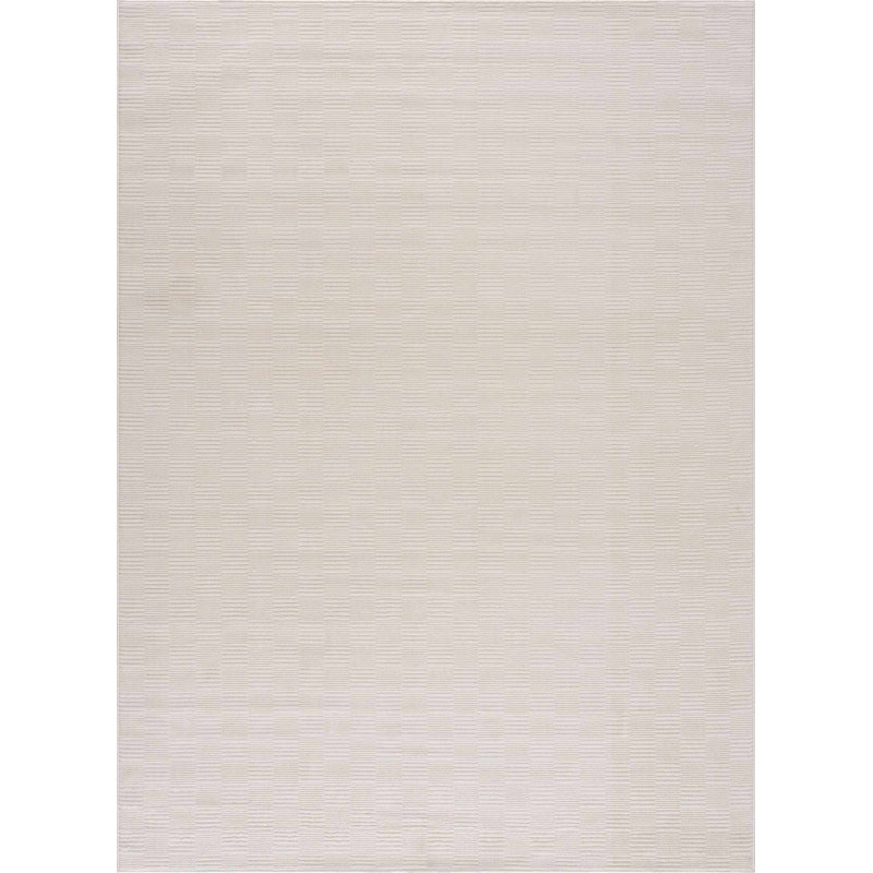 Chuby Checkered Machine Washable Cream / Off White Area Rug, Rectangle 9'2'' x 12', Off-White