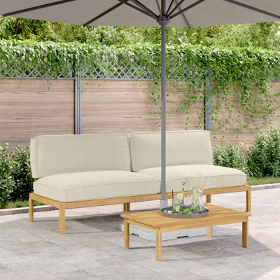  Ensemble de canapé avec coussin en bois d'acacia massif crème 2 pièces