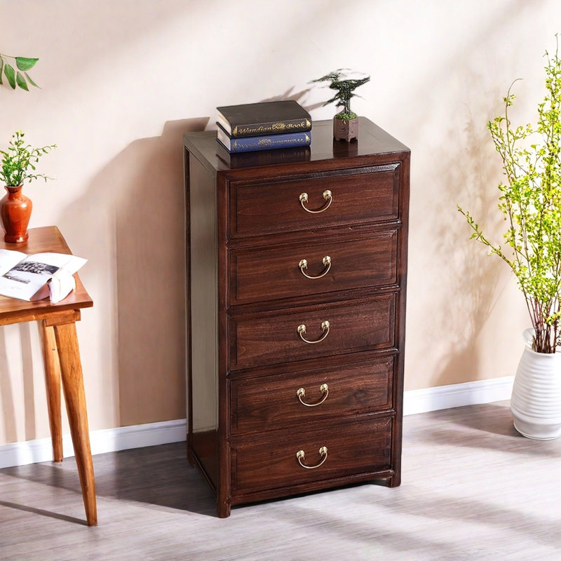 Five-Drawer Entryway Cabinet, Dark Brown