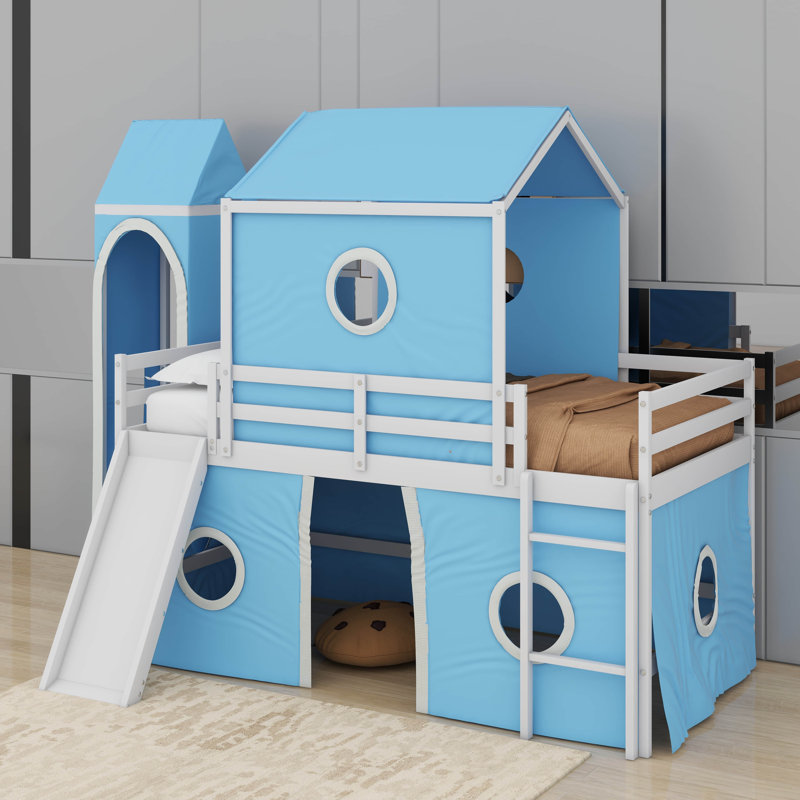Lit mezzanine avec glissade et tour, Lit simple