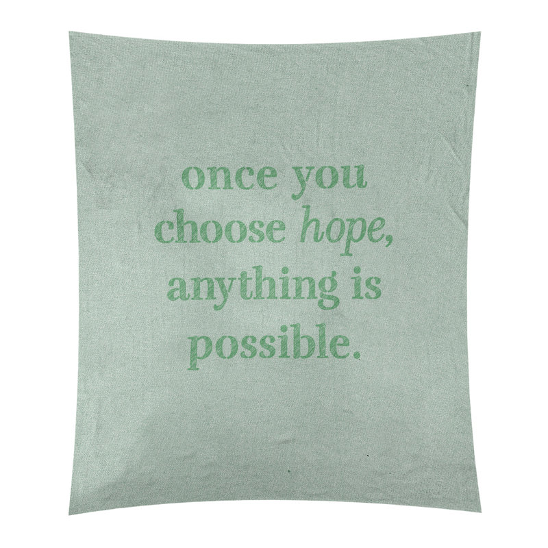 Tapisserie de polyester, citation en polyester, citation de l’espoir, H 27,5 po x l 37,5 po, Vert