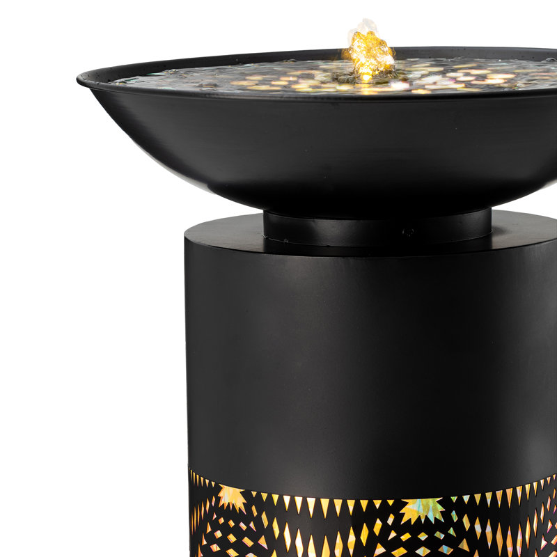 Fontaine d'extérieur avec lumières DEL, motif en métal surdimensionné H 35,75 po