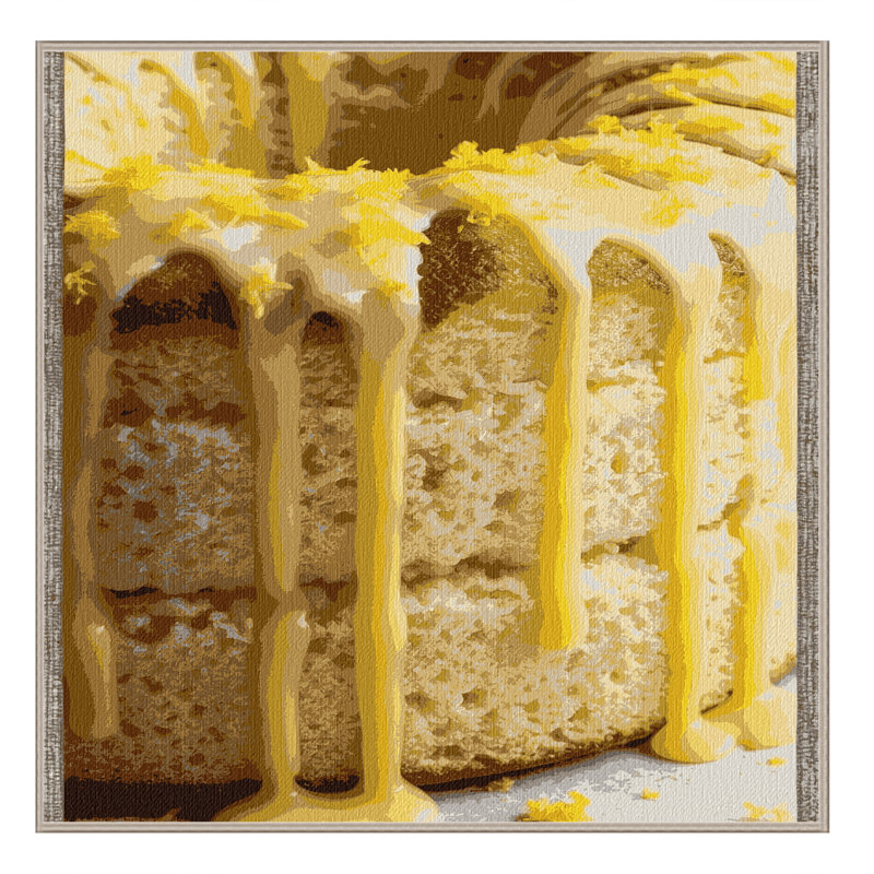Washable Lemon drizzle cake Desserts Area Rug, Square 4'