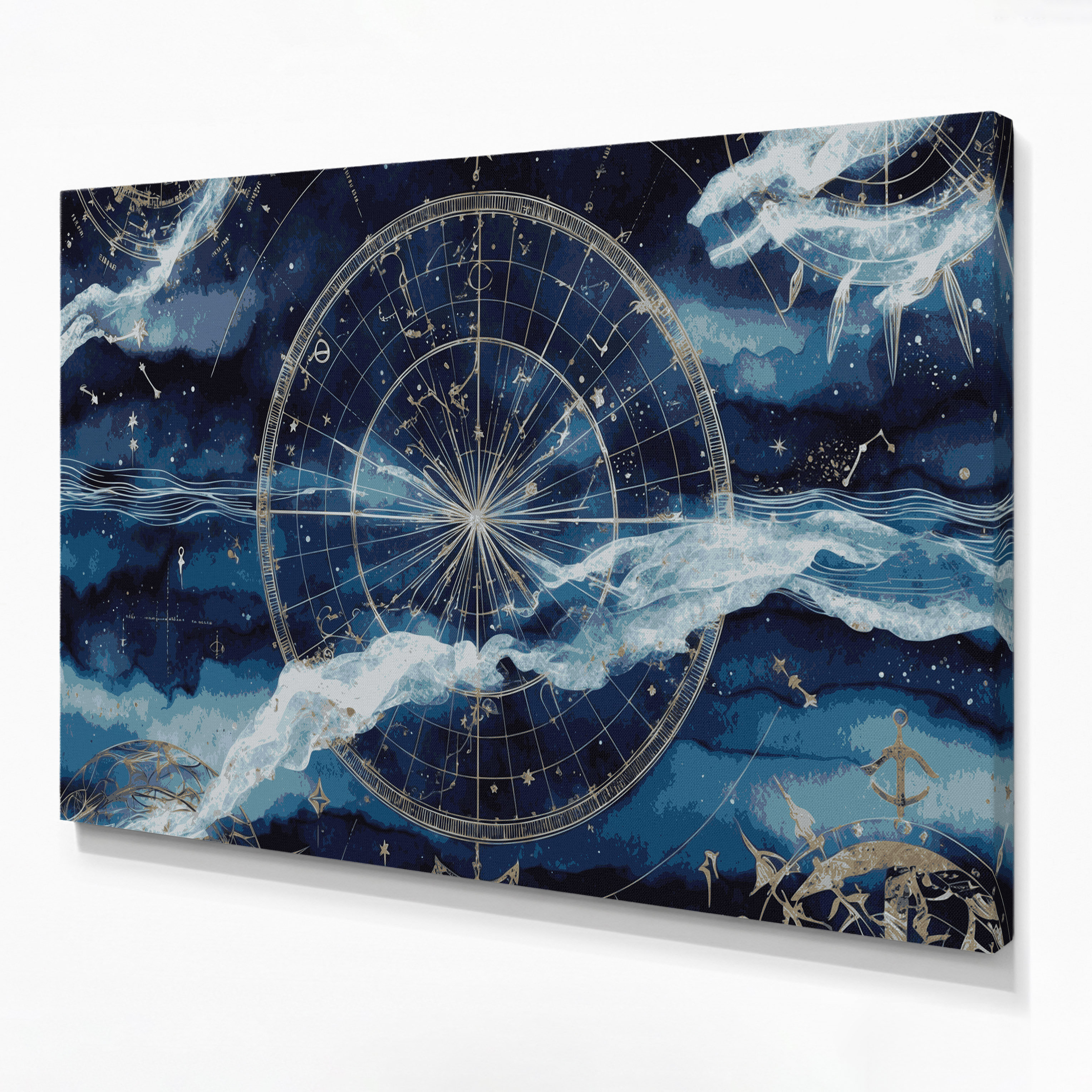 Hokku Designs Nautical Star navigation patterns Gray Canvas Wall Art ...
