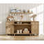 Buffet avec 2 tiroirs et 2 tablettes ouvertes, conception de grain de bois rétro, armoire de buffet avec station de charge, bar à café pour salle à manger, cuisine et salon, chêne, 70 pouces
