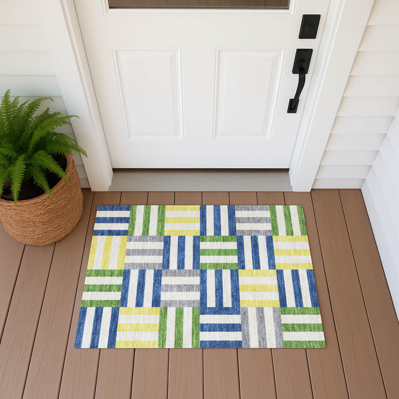 Machine Washable Indoor/Outdoor Aten ACN2332 Geometric Rug, Rectangle 1'8" x 2'6"