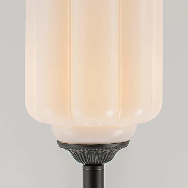 Lampe sur pied en verre opale 1 lumière Silas, avec interrupteur au pied pour le salon Silas