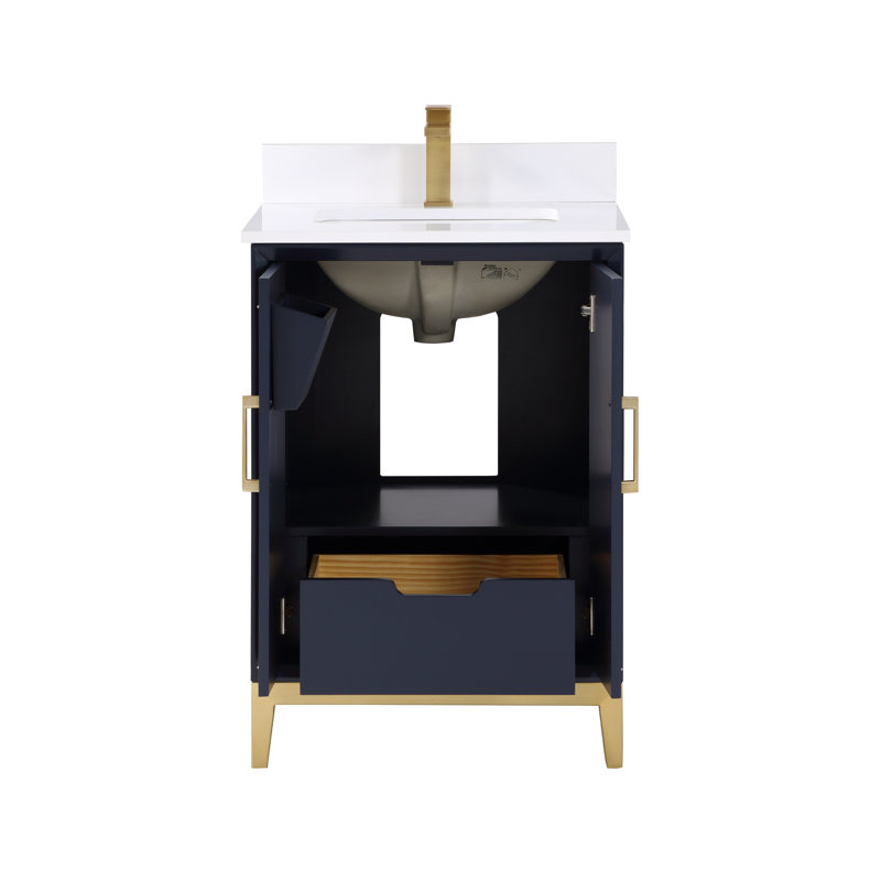 Gracie 24'' W Single Vanity, Pacific Blue, Calacatta Quartz/Widespread Faucet Mount