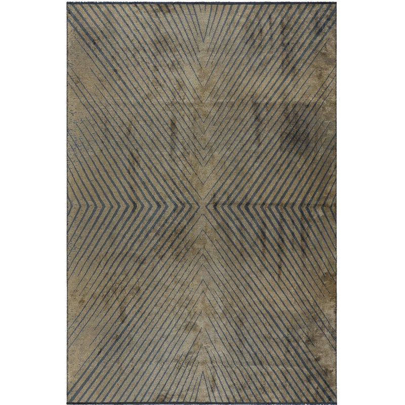Tapis beige en coton tissé à la machine Rapture, Rectangle 7 pi 10 po x 11 pi 2 po