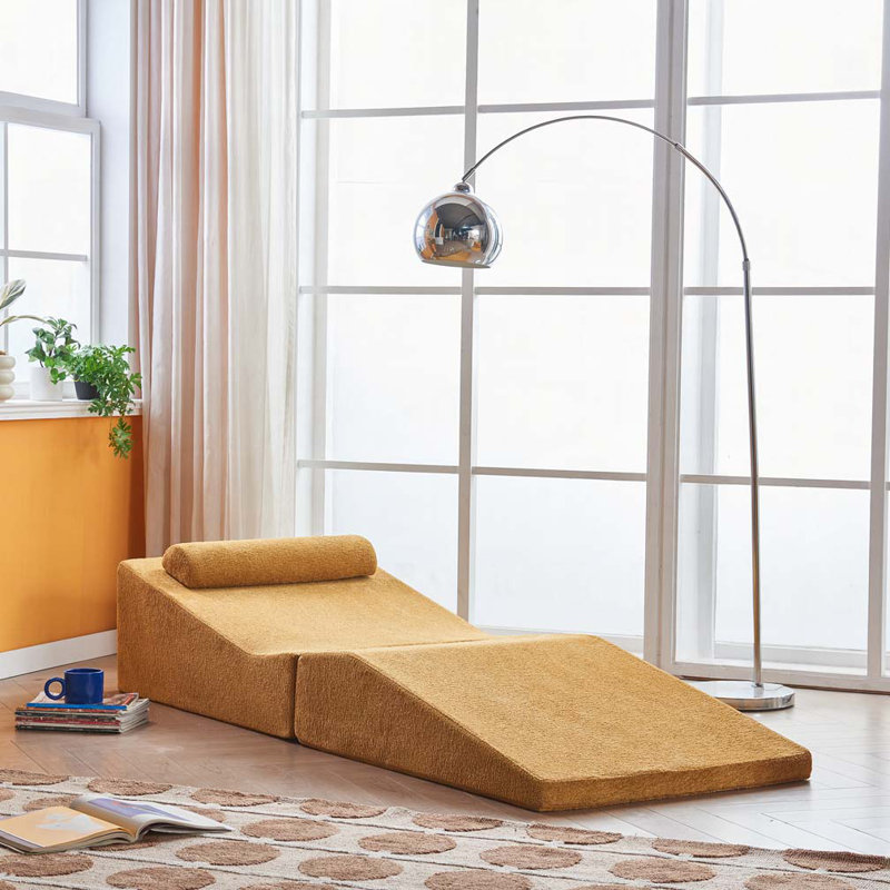 Chaise longue d'intérieur pliable et portable, Jaune
