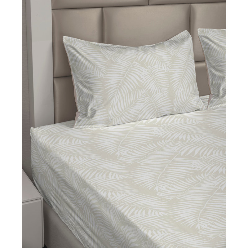 Microfiber Sheet Set, King Sheet Set with 2 Pillowcases, Eggshell/White Floral