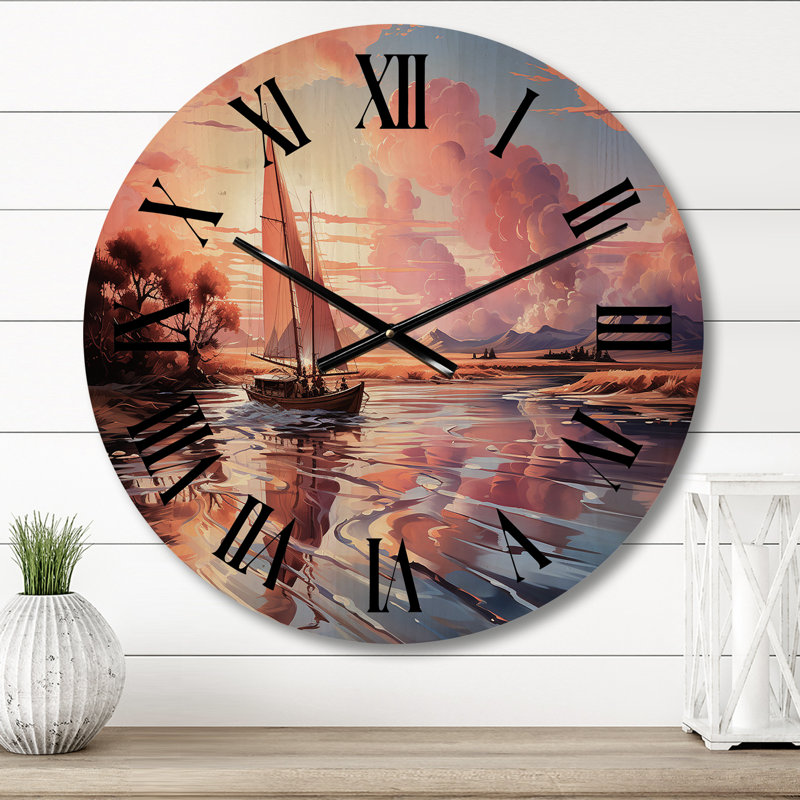 Horloge murale Clouds Whimsical Wanderers - Nautical & Beach, Petit