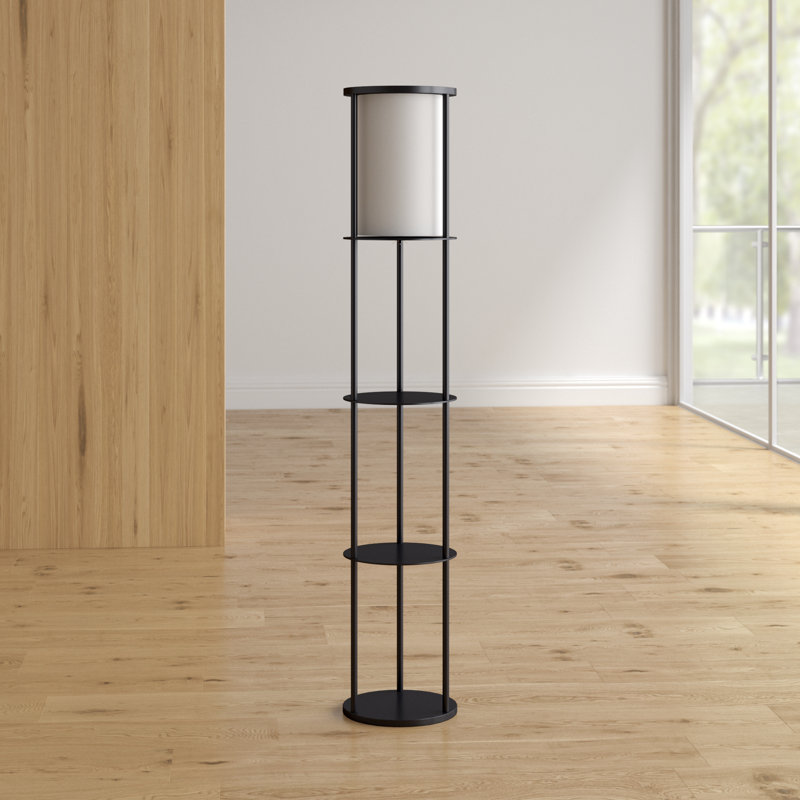 Lampe sur pied colonne 63 "Abeale, Bois noir