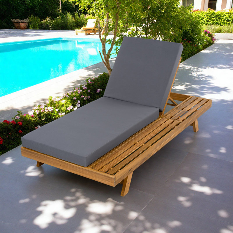 79" Long Reclining Single Chaise, Dark Gray