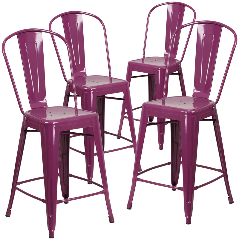 Tabouret de bar Iddings, Mauve lustré, 1, Tabouret de comptoir (siège d'une hauteur de 24 p