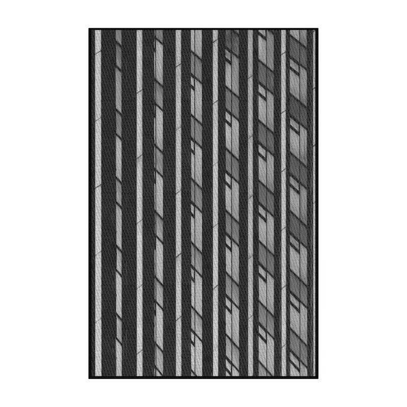 Tapis noir/gris tissé à la machine, Rectangle 6 pi x 9 pi