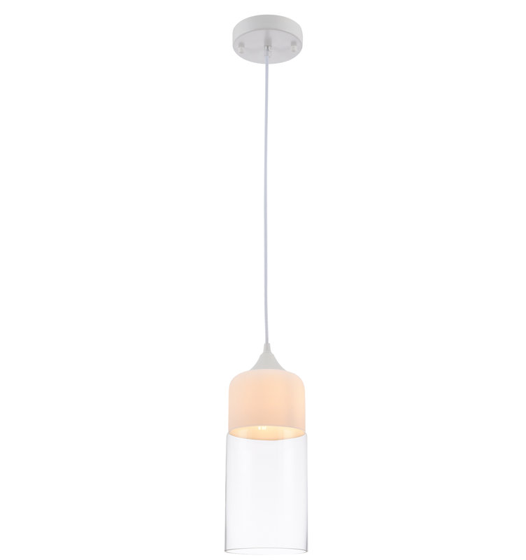 Luminaire suspendu en verre 1 lumière Clogh, Blanc mat