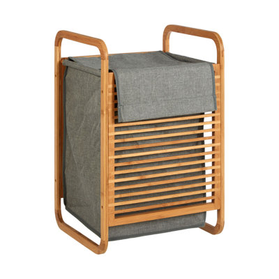 Fabric and Bamboo Laundry Hamper