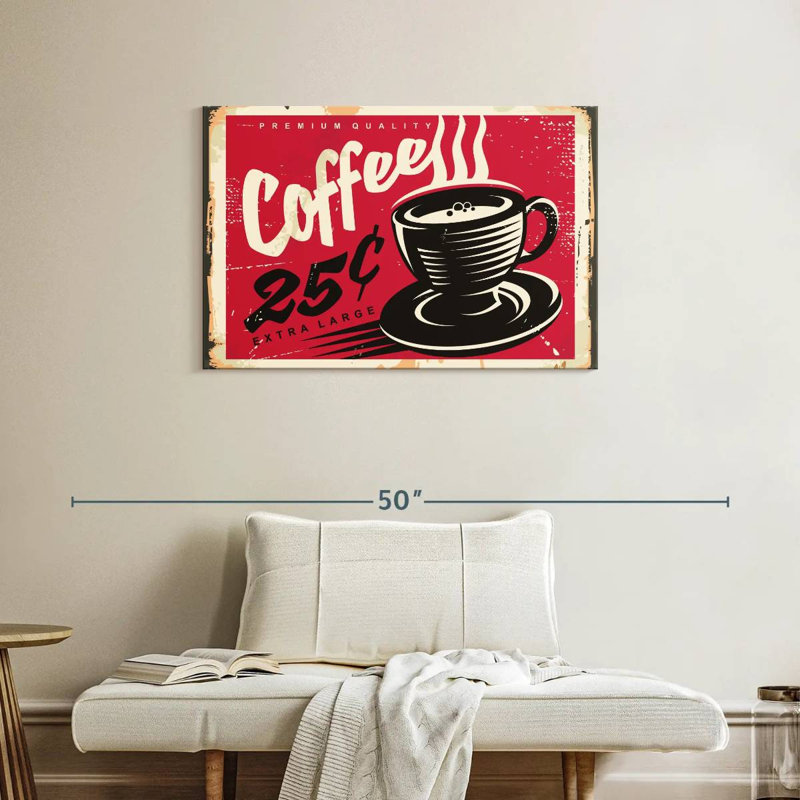 Vieille affiche murale café, H 24 po x l 36 po