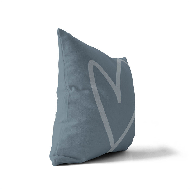 Coussin Love, H 18 po x l 18 po, Bleu géométrique