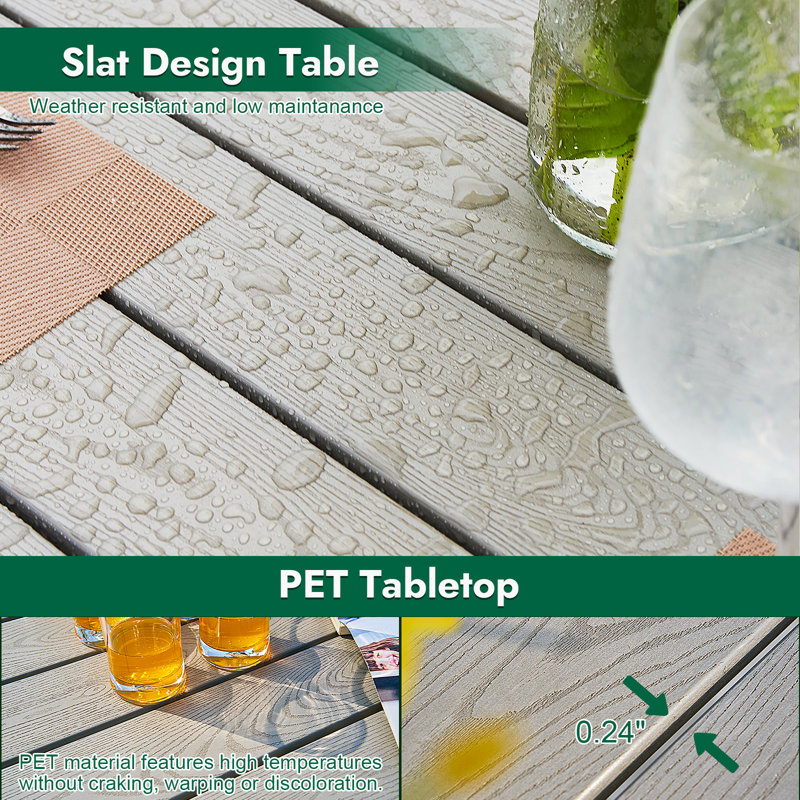 Rectangular Patio Dining Set with Cushions, 10