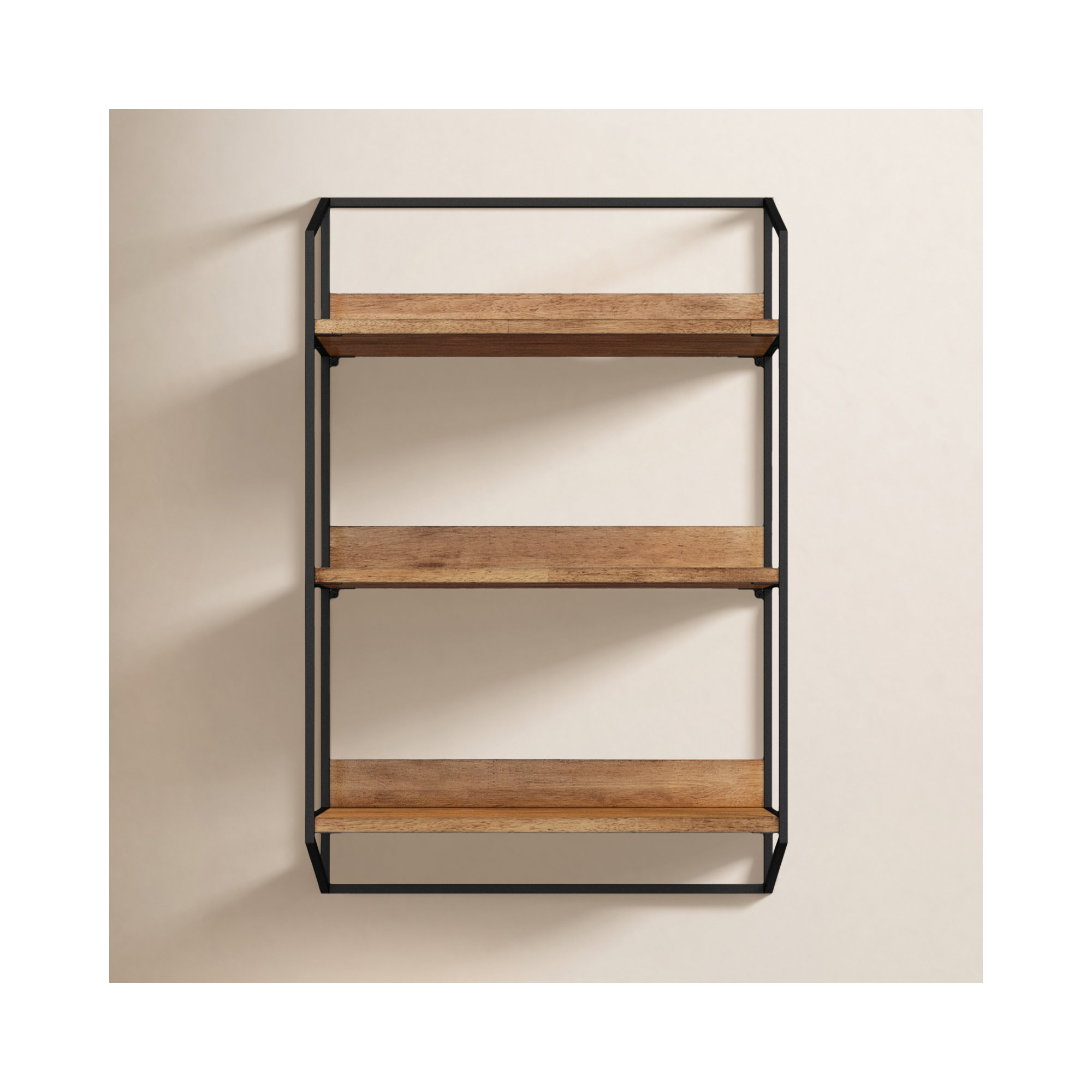 Vivendel Interiors Tiered Wall Shelf 18X28x6.5, Brown/Black