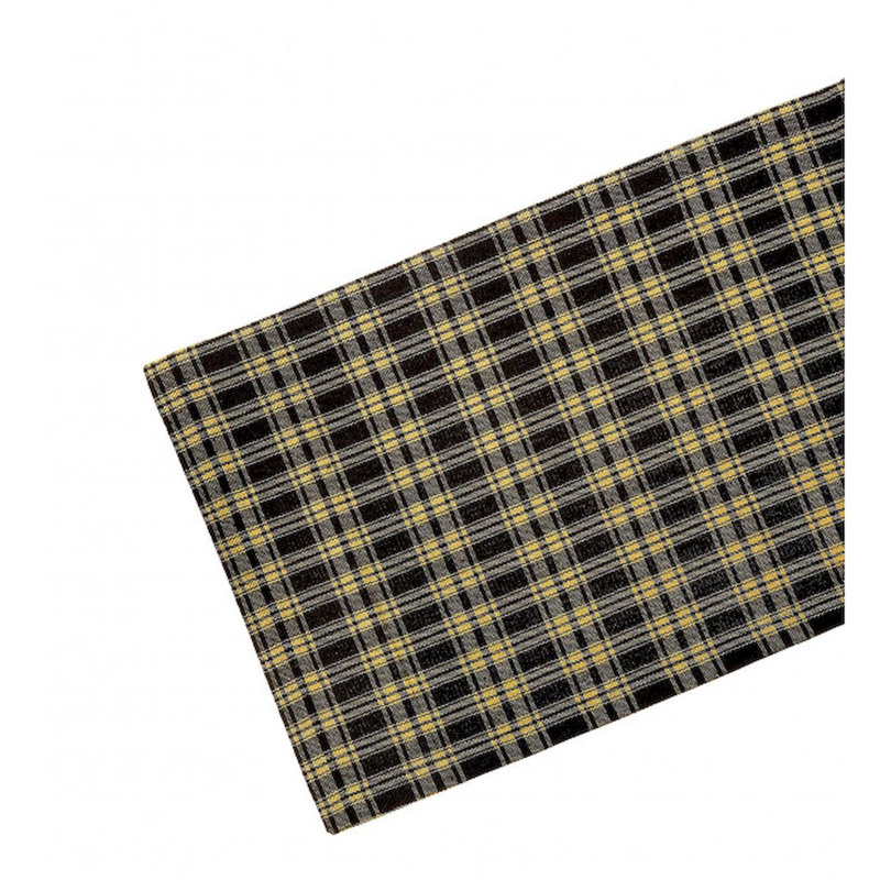 Chemin de table nervuré noir et beige à carreaux, L 36 po x l 13 po