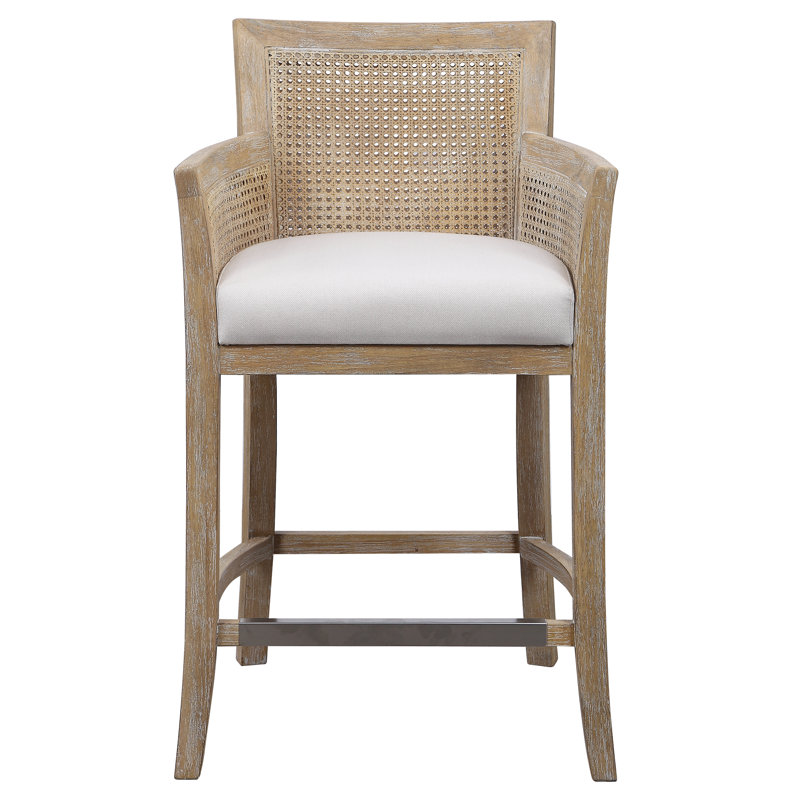 Farlane Counter Bar Stool, Off-White/Natural
