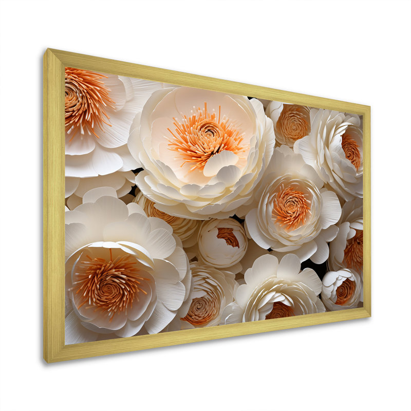 Ranunculus Radiance Treasure II, Cadre doré simple, H 30 po x l 40 po x P 1,5 po