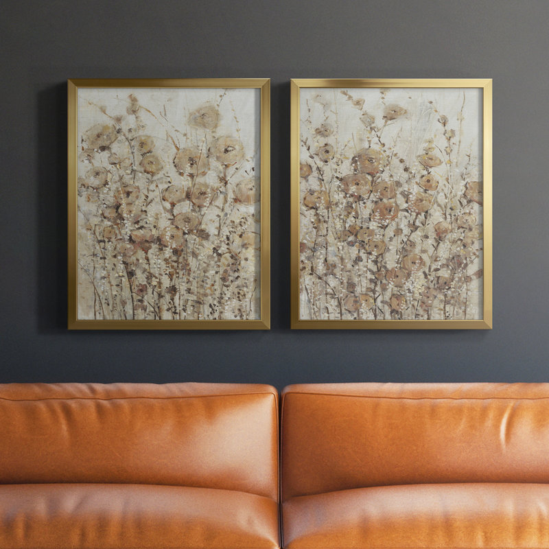 Toile encadrée de qualité supérieure Garden Edge I - prête à être accrochée, Papier encadré doré