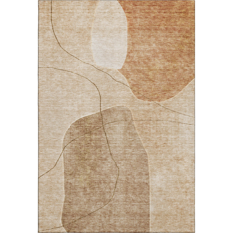 Premium Machine Washable Prisco Paprika Rug, Rectangle 5' x 7'6"