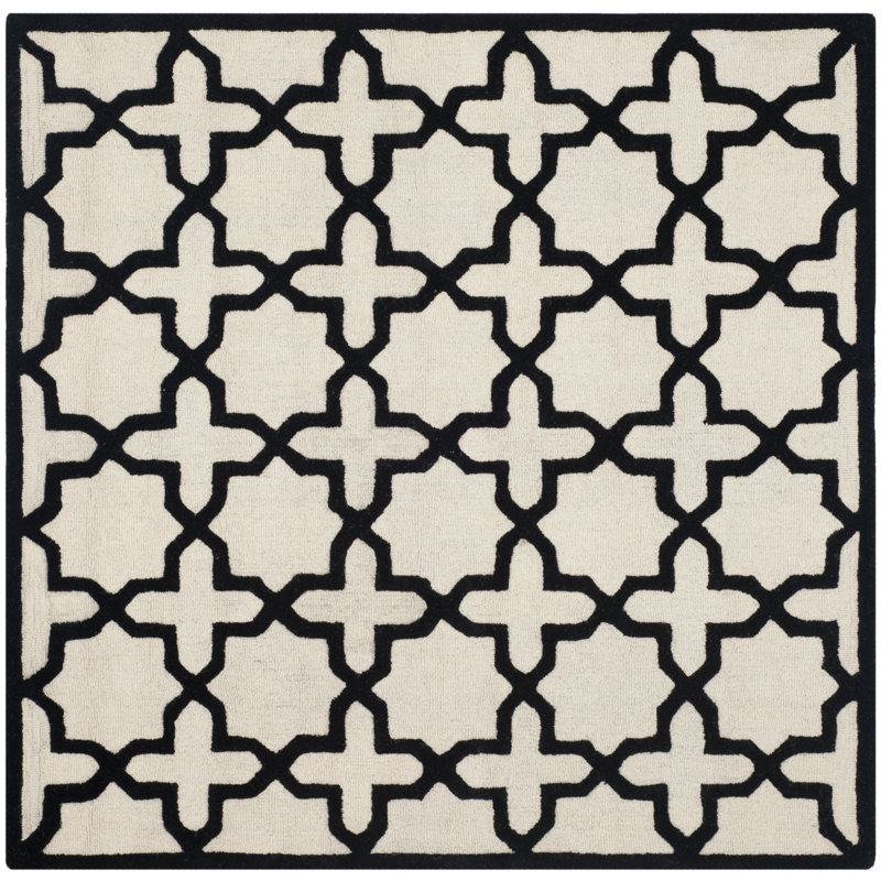 Cannen Hand Tufted Wool Geometric Rug, Square 6'