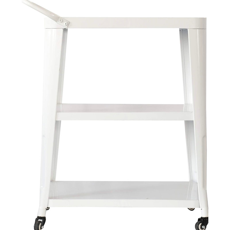 Chariot industriel blanc à 3 niveaux avec roues pivotantes et fusion tout en métal pour la cuisine, 33,7 po de hauteur, 23,8 po de largeur, 13,8 po de profondeur, assemblage requis pour un repas dans une cuisine à cadre durable, grand, large, profond,