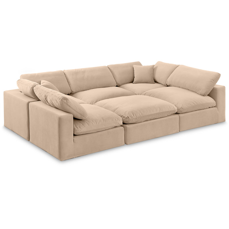 Hocroft Velvet U-Shaped Sectional Reversible, Beige Velvet