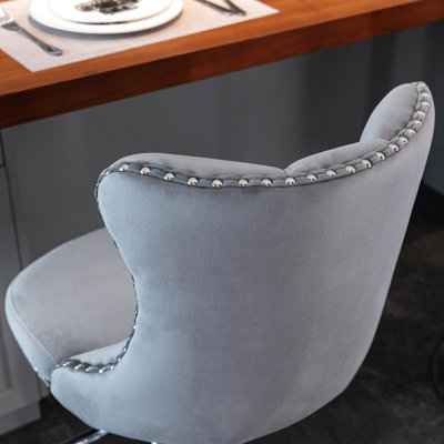 Modern Upholstered With Velvet, Adjustable Seat Height 25 - 33 Inch, Base And Back For Home Kitchen Island Pub  Gray, 2 Gray Velvet Of 2, Inch Height,