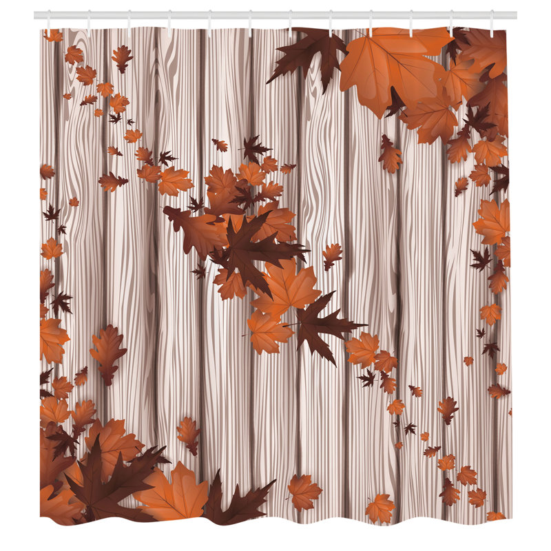 Ensemble de rideau de douche et crochets Autumn, H 69 po x l 70 po, Orange brûlé