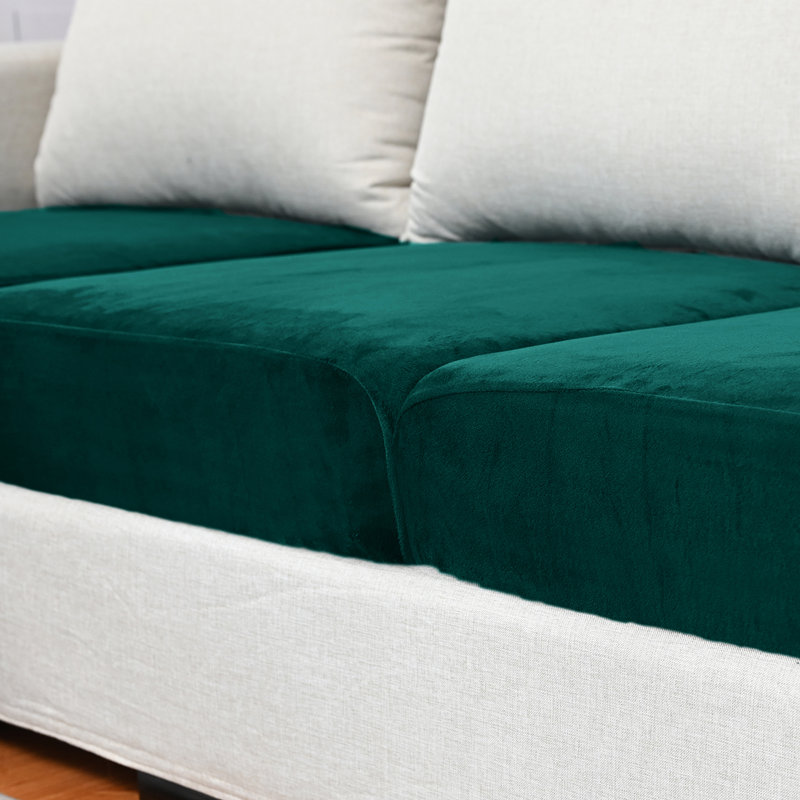 Housse pour canapé à coussins carrés/rectangulaires, Mélange de polyester vert foncé