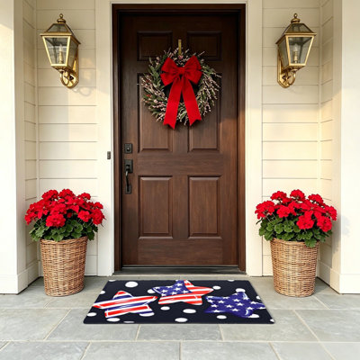 Independence Day American Flag Printed Star 24 x 36 inch Door Mat Indoor Outdoor Decor