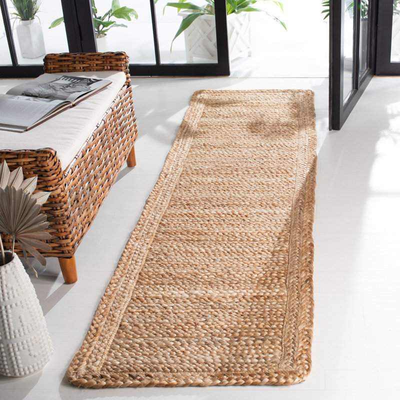 Weinman Natural Fiber Hand Loomed Jute Solid Color Rug, Runner 2'3" x 12'