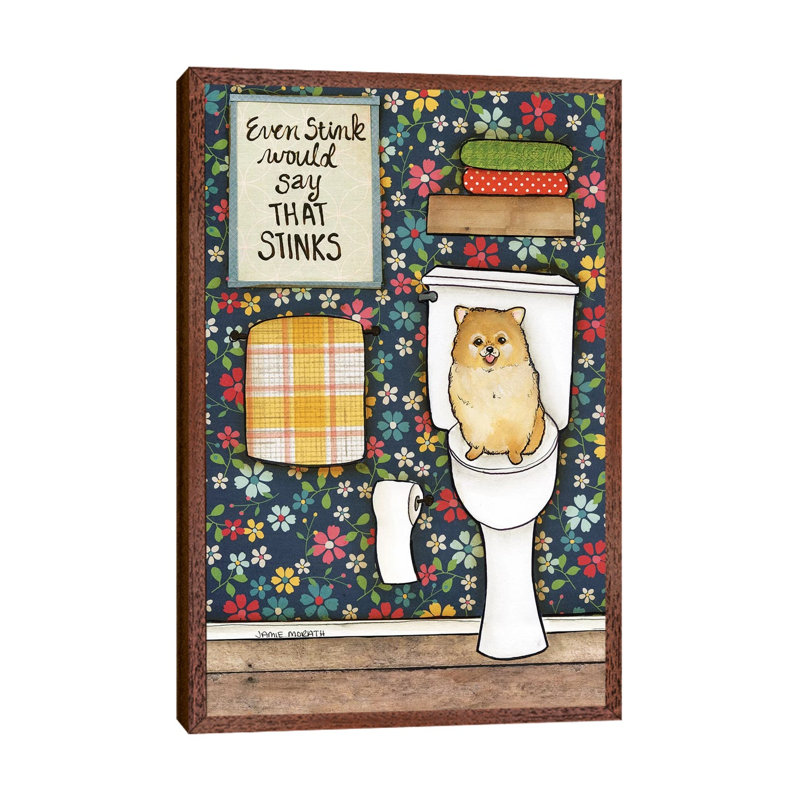 That Stinks by Jamie Morath - Print on Canvas, Classic Brown Wood Floater Framed, 66.04cm H x 45.72cm W x 3.81cm D