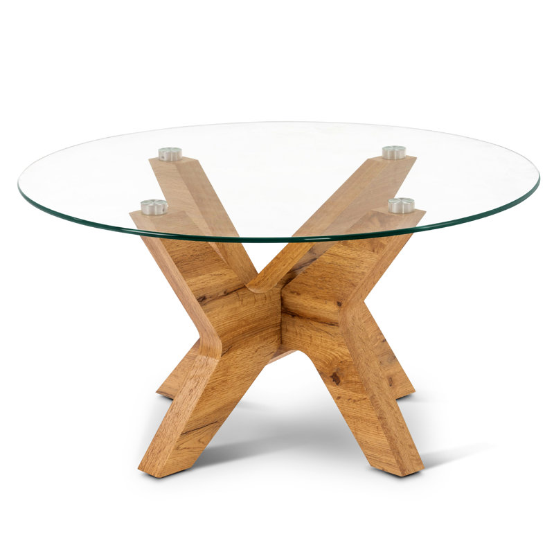 80cm Glass Top Console Table, Beige