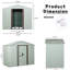 Remise de rangement en métal de 6 pi x 5 pi avec base, construction robuste en acier galvanisé blanc, évents de ventilation aérés, serrure de porte coulissante, remise facile à assembler, construction durable, trous perforés,