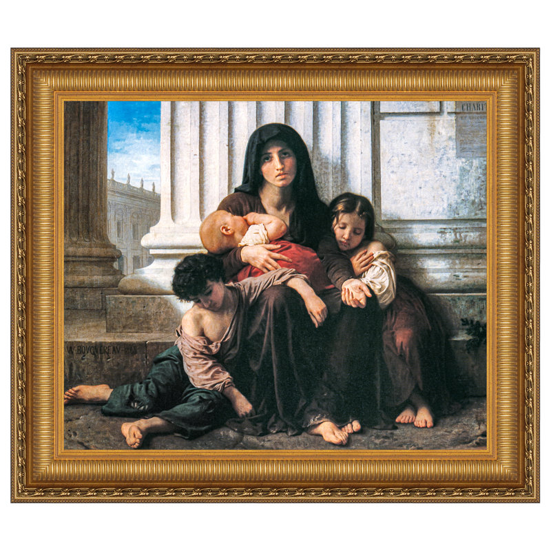 «Charity (La Famille Indigente, The Indigent Family»), 1865, reproduction d'art encadrée sur toile, H 25,25 po x l 28,25 po