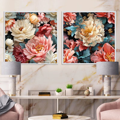 Mulitcolor - Bohemian Rhapsody - motif floral III - ensemble de 2 collages floraux carrés