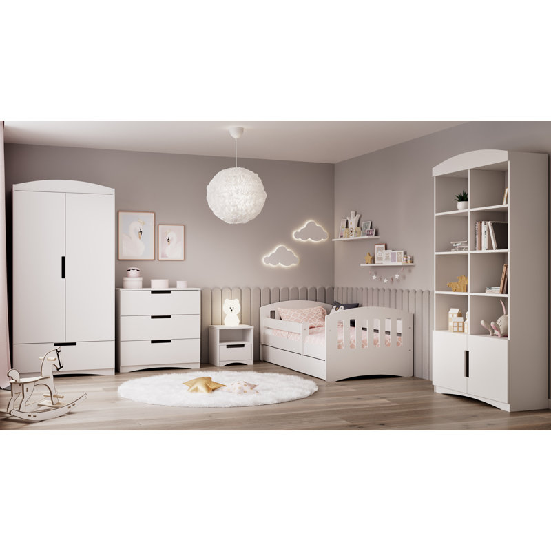 Hermes Drawer Convertible Bed and Mattress, European Toddler (80 x 180cm), White